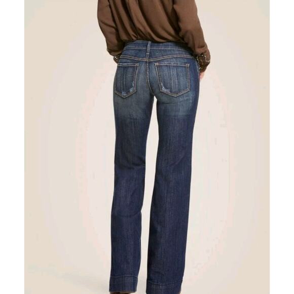 ARIAT Lucy Trouser Jeans Women’s 25R Mid Rise Wide Leg Stretch Denim Raw Hem - Picture 3 of 13